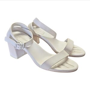 SEE BY CHLOE | Keeni White Leather Block Heels Sandals in Size EU 37.5 / US 7.5